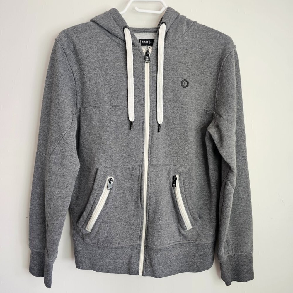 Jack Jones Men's Clay Sweat Grey Zip up Hoodie, S, 4 Front Pocket (2 Zip)